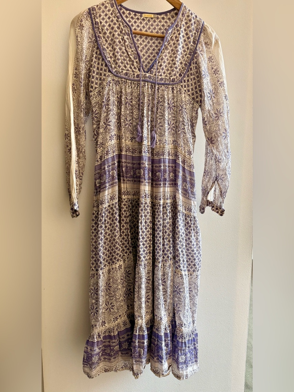 Matta Lavender and Cream Tiered Maxi Dress